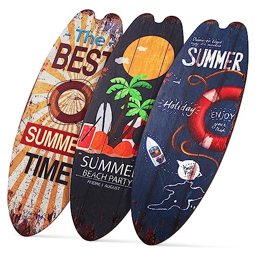 RORPOIR 3stücke Holz Surfbrett Zeichen Strand Thema Dekoration Wanddekor Tiki Bar Schild Küsten Dekor Für Zuhause Und Außenbereich von RORPOIR
