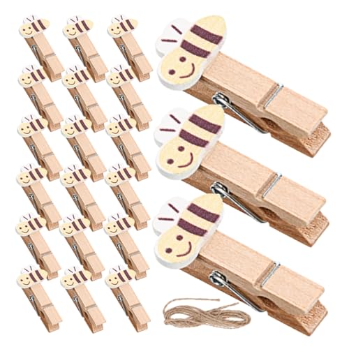 RORPOIR 50 Stück Kleiner Wäscheklammern Bienen Aus Holz Mit Juteschnur Für Fotos Snacks Basteln Partydekoration Selbstgemacht RORPOIR 50 Stück Kleiner Wäscheklammern Bienen Aus Holz Mit Juteschnur Für Fotos Snacks Basteln Partydekoration Selbstgemacht von RORPOIR