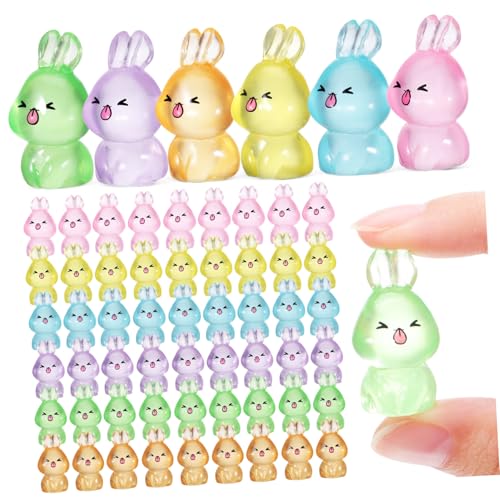 RORPOIR 84 Stk Teiliges Miniatur Hasenfiguren aus Leuchtendem Harz Bunte Kleine Nachttisch Deko Fluoreszierende Mini Kaninchen für Schlafzimmer und Feengarten Dekoration RORPOIR 84 Stk Teiliges Miniatur Hasenfiguren aus Leuchtendem Harz Bunte Kleine Nachttisch Deko Fluoreszierende Mini Kaninchen für Schlafzimmer und Feengarten Dekoration von RORPOIR