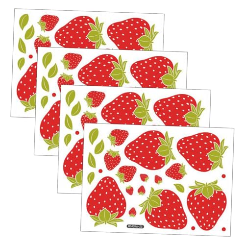 RORPOIR 8blätter Abnehmbare Erdbeer-wandaufkleber Wanddekor Selbstklebende Erdbeer-wandtattoos Für Wohnräume Für Oberflächen Langlebig Und Wiederverwendbar von RORPOIR