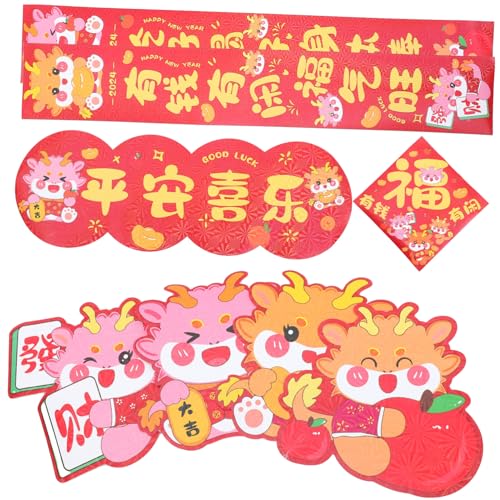 RORPOIR Chinesisches Neujahr Türdeko Frühlingsfest Couplet Ornamente Leicht Festliche Deko Für Haustür Fenster Mit Glückszeichen Frühjahrsfest RORPOIR Chinesisches Neujahr Türdeko Frühlingsfest Couplet Ornamente Leicht Festliche Deko Für Haustür Fenster Mit Glückszeichen Frühjahrsfest von RORPOIR