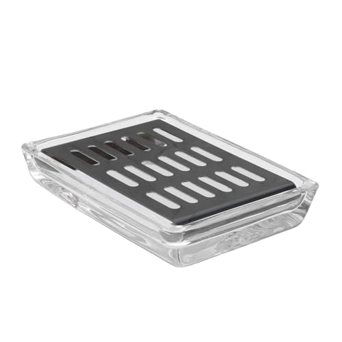 RORPOIR Glas Seifenschale mit Edelstahl Ablage Selbstentleerender Seifenhalter mit Abtropflöchern für Badezimmer Waschbecken Dusche und Küche Dekorativer Seifenbehälter RORPOIR Glas Seifenschale mit Edelstahl Ablage Selbstentleerender Seifenhalter mit Abtropflöchern für Badezimmer Waschbecken Dusche und Küche Dekorativer Seifenbehälter von RORPOIR