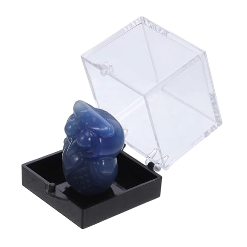 RORPOIR Handgeschnitzte Eulenstatue aus Blauem Aventurin Stein Polierte Kristallfigur für Sammler Natürliche Tierdekoration für Wohn Büro-Schreibtisch Einzigartige Handgefertigte Skulptur von RORPOIR