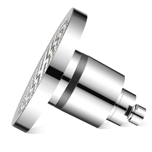 RORPOIR Hochdruck Duschkopf Stufigem Filtersystem Chlorreduzierung Wasserenthärter Abnehmbarer Rundkopf für Volle Körperabdeckung Silber Gefilterter Brausekopf für Weiches Wasser und von RORPOIR