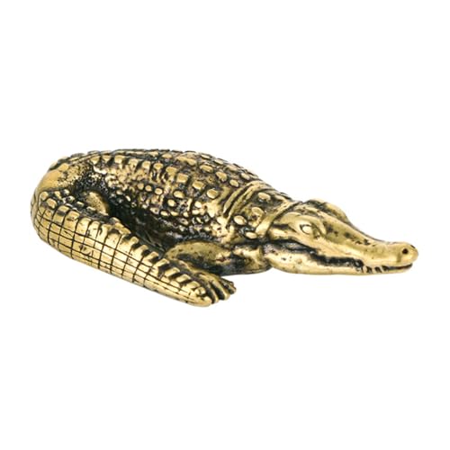 RORPOIR Messing Krokodil Figur die Opfer Statue Decor Indoor Desktop Ornament Vintage Messing Handwerk von RORPOIR