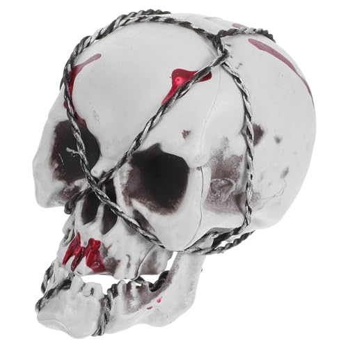 RORPOIR Realistisches Halloween Deko Schädel Modell aus Kunststoff Blutige Skelettkopf Figur Langlebige Fake Knochen Dekoration für Gruselige Partys Innen Außenbereich Tisch und Regal von RORPOIR
