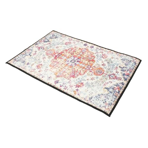 RORPOIR Retro Teppich Vintage Blumenmuster Bodenmatte für Wohnzimmer Schlafzimmer rutschfest Dekorativer Wohnteppich im Boho Stil von RORPOIR