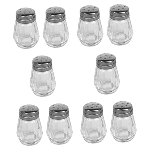RORPOIR Salzstreuer Klein 10 Stück Mini-Glas-Glasbehälter Spender Metallflasche Glas-Gewürzflasche Glas-Shaker-Gläser Küche Aufbewahrungsflasche Grillflasche Mini Salzstreuer von RORPOIR