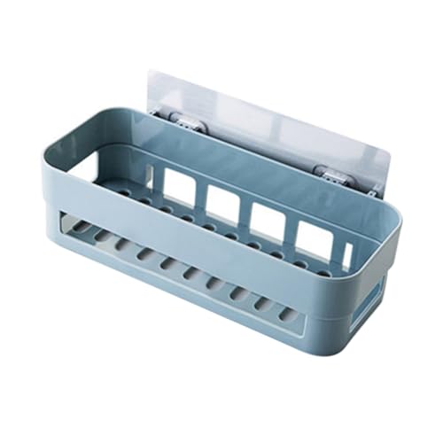 RORPOIR Toiletten Organizer Wandmontage Kunststoff Aufbewahrungsbox Bad Küchen Regal Platzsparend Leichtblau Für Kosmetik Kleinteile Badezimmer Zubehör von RORPOIR