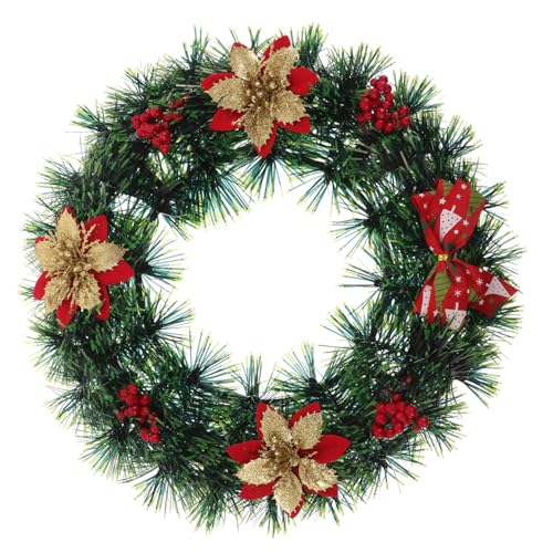 RORPOIR Weihnachtlicher Türkranz mit Rotem Schleifenband Weihnachtsstern und Beeren Künstlicher Tannengrünkranz für Innen Außendekoration Fenster Kamin Veranda und Festliche Wandgestaltung RORPOIR Weihnachtlicher Türkranz mit Rotem Schleifenband Weihnachtsstern und Beeren Künstlicher Tannengrünkranz für Innen Außendekoration Fenster Kamin Veranda und Festliche Wandgestaltung von RORPOIR