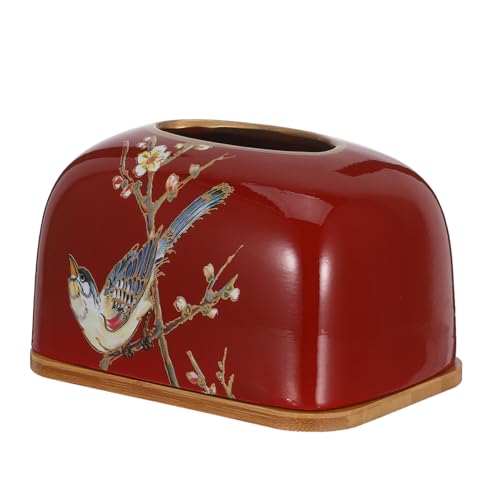RORPOIR Zarte Elster Rote Serviette – Künstlerische Hülle Von Der Natur Inspirierter Halter Raummuster Zuhause Vintage Traditionell Mit Schreibtisch Büro Kosmetikspender von RORPOIR