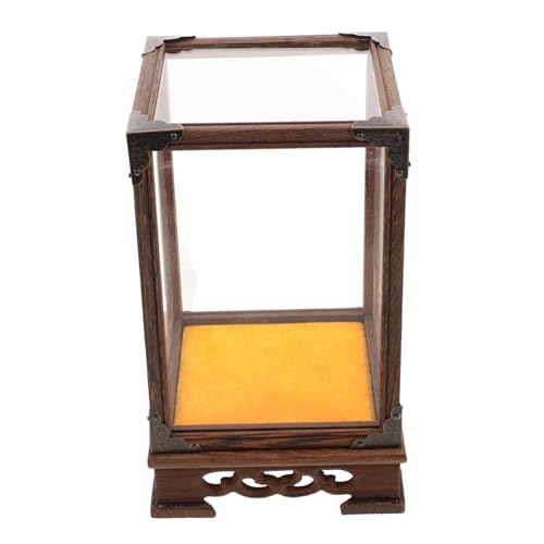 RORPOIR transparente Displaybox Vitrine aus klarem Glas Vitrine für Haushaltspuppen Löschen Sie die Anzeige Schutz Vitrine Puppenspielkoffer Modell Halter Holz Coffee von RORPOIR
