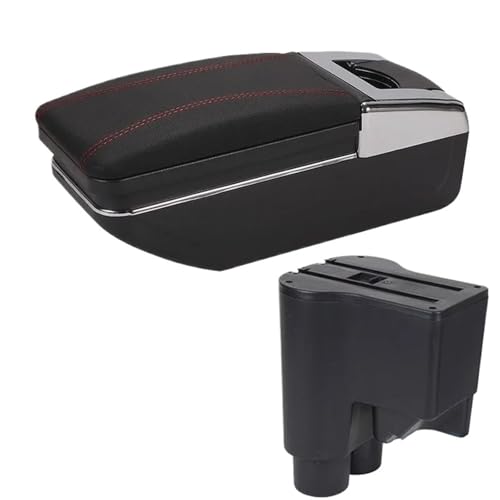RORVECQ Armaturenbrett-Ablage Auto-Zentralablage Armstütze Für Daihatsu Für Sirion Für Materia 2007 2008 2009 2010 2011 2012 2013 2014 2015(C1 Schwarz Rot KEIN USB) von RORVECQ