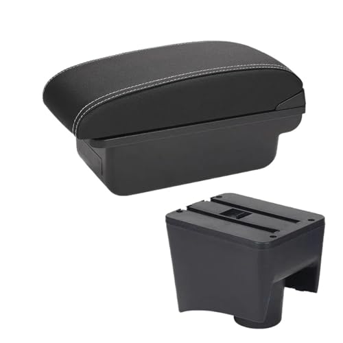 RORVECQ Armaturenbrettbox Mit Getränkehalter Und USB Für VW Für POLO Mk5 6R Für Vento 2012 2013 2014 2015 2016 2017 2018(C3 Schwarz weiß NOUSB) von RORVECQ