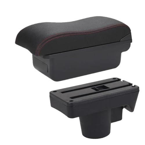 RORVECQ Armlehne Für Opel Für Astra Armlehnenbox Für Astra H 2006 2007 2008-2011 Autoarmlehne Lagerbox Mit Gekrümmter Oberfläche(C1 Schwarz Rot KEIN USB) von RORVECQ