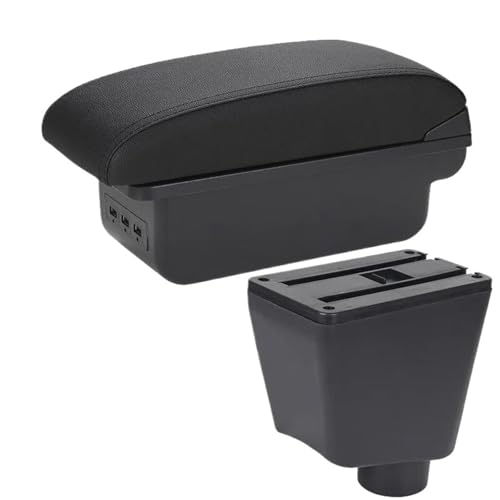 RORVECQ Armlehnenbox Für Für Clio 4 Armlehne Für Für Captur Für Clio 3 III IV Autoarmlehnenbox Zubehör-Aufbewahrungsbox(B2 schwarze Linie 3USB) von RORVECQ