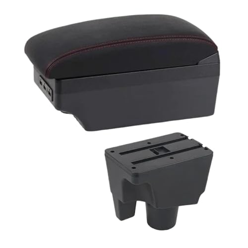 RORVECQ Armlehnenbox Für Toyota Für Aqua 2017 2018 2019 2020 2021 2022 Autoarmlehne Leder Armstütze Mittelkonsole Aufbewahrung USB(E1 Rote Linie) von RORVECQ