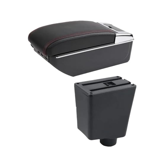 RORVECQ Auto-Armlehnenbox Zubehör Aufbewahrungsteile Spezifischer Innenraum-Retrofit Für R&enault Für Captur Für Clio 3 III(D rote Linie 7USB) von RORVECQ