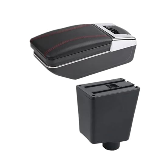 RORVECQ Auto-Armlehnenbox Zubehör Aufbewahrungsteile Spezifischer Innenraum-Retrofit Für R&enault Für Captur Für Clio 3 III(Eine rote Linie KEIN USB) von RORVECQ