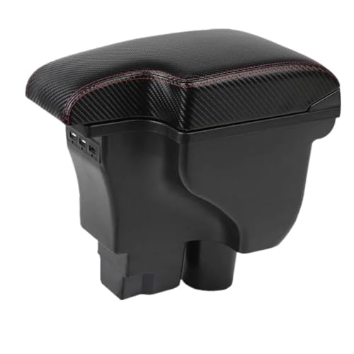 RORVECQ Für C&hevrolet Für Sail 3 Armlehnenbox Für Sail 3 Für Aveo Auto Armlehnenbox Nachrüst Aufbewahrungsbox(C1 Carbon texture 3usb) von RORVECQ