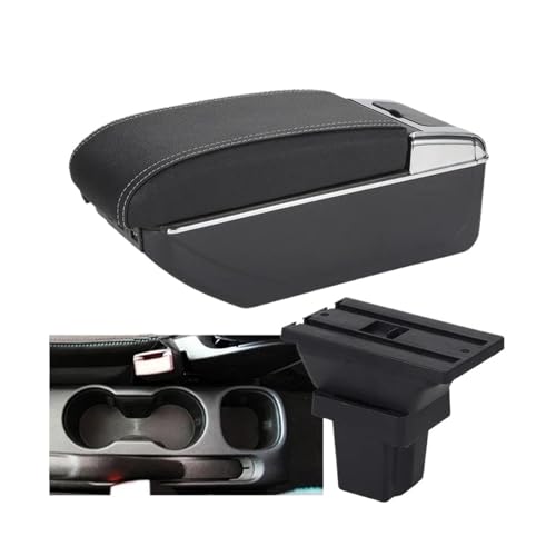 RORVECQ Für C&hevrolet Für Trax Für Tracker 2015 2016 2017 2018 Autoarmlehnenbox Armstaubox Zubehör(B3 Schwarz weiß 3USB) von RORVECQ