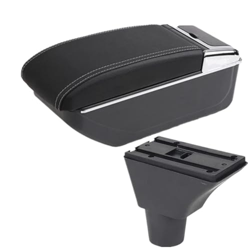 RORVECQ Für Fiat Für Panda Armlehnenbox USB Für PANDA II Armlehnenbox Getränkehalter Aschenbecher USB-Schnittstelle(B3 weiße Linie KEIN USB) von RORVECQ