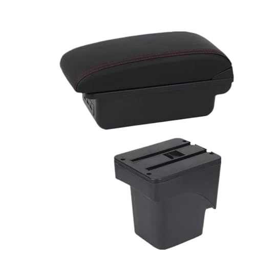 RORVECQ Für Focus 2 Für Focus 2 Mk2 2005 2006 2007 2008 2009 2010 2011 Auto Armlehnenbox Aufbewahrungsbox(B1 Schwarz rot 3USB) von RORVECQ