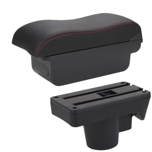 RORVECQ Für Opel Für Astra Armlehnenbox Für Opel Für Astra H 2006-2011 Auto Armlehnenbox Mit Gewölbter Oberfläche Aufbewahrungsbox(C1 Schwarz Rot KEIN USB) von RORVECQ
