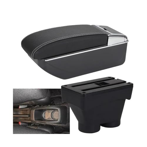 RORVECQ Für Peugeot 208 2012 2013 2014 2015 2016 2017 2018 Armlehnenbox Armlehne Nachrüstteil Innenausstattung Großer Stauraum Aschenbecher(D3 Schwarz weiß NoUSB) von RORVECQ