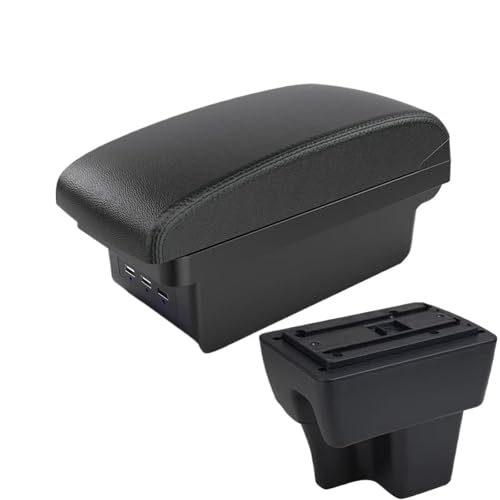 RORVECQ Für Proton Für Wira Armstützenbox Mit USB Mittelkonsole Aufbewahrungsbox(B2 schwarze Linie 3USB) von RORVECQ