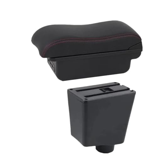 RORVECQ Für SEAT Für Ibiza III 2001 2002 2003 2004-2008 Armlehnenbox Für Ibiza 6j Für Ibiza 6L Auto Armlehnenbox Aufbewahrungsbox(B2 Black red 3 USB) von RORVECQ