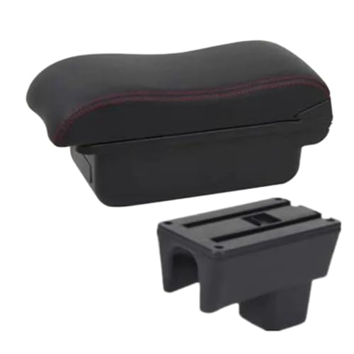 RORVECQ Für Suzuki Für Swift Armlehnenbox 2005-2019 2020 2021 2022 2023 2024 Auto Armlehne Gebogene Oberfläche Auto Aufbewahrungsbox(A1 Schwarz Rot KEIN USB) von RORVECQ