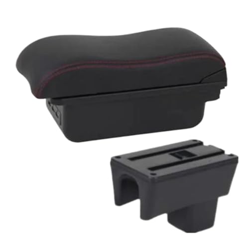 RORVECQ Für Suzuki Für Swift Armlehnenbox 2005-2019 2020 2021 2022 2023 2024 Auto Armlehne Gebogene Oberfläche Auto Aufbewahrungsbox(B1 Schwarz rot 3USB) von RORVECQ