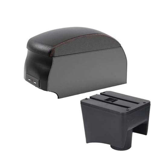 RORVECQ Für VW Für POLO Mk5 6R Für Vento 2012 2013 2014-2018 Auto Armaturenbrettbox Innenraumteile Aufbewahrungsbox(B1 Black Red double) von RORVECQ