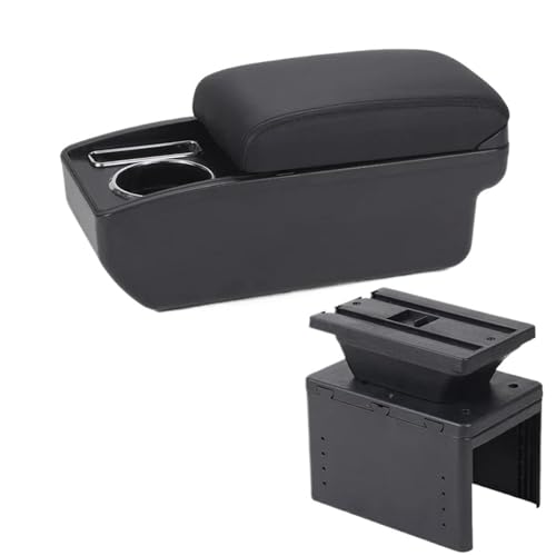 RORVECQ Universelle Auto Armlehne Universalmodell Armlehnenbox Zentrale Armlehnenbox Auto Aufbewahrungsbox(C2 Schwarze Linie KEIN USB) von RORVECQ