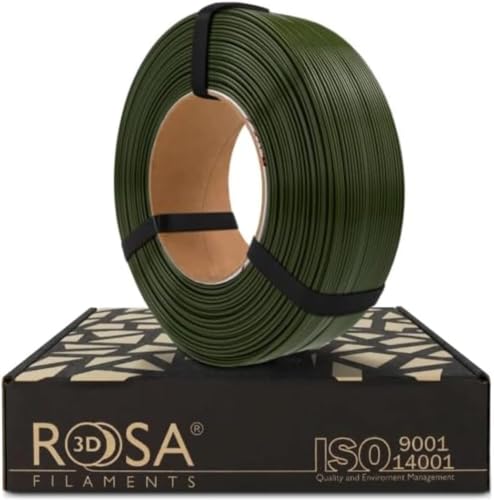 ROSA 3D PET-G Standard High Speed Filament 1.75 mm für 3D Drucker | Druckmaterialien Leicht Glänzend PETG 3D Drucker Filament | 3D Printing Materials | Armeegrün Refill 1 kg von ROSA 3D FILAMENTS