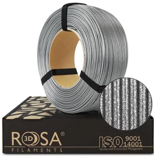 ROSA 3D PET-G Standard High Speed Filament 1.75 mm für 3D Drucker | Druckmaterialien Leicht Glänzend PETG 3D Drucker Filament | 3D Printing Materials | Glitter Brillant Silber Refill 1 kg von ROSA 3D FILAMENTS