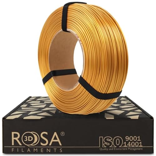 ROSA 3D PET-G Standard High Speed Filament 1.75 mm für 3D Drucker | Druckmaterialien Leicht Glänzend PETG 3D Drucker Filament | 3D Printing Materials | Gold Metallisch Refill 1 kg von ROSA 3D FILAMENTS