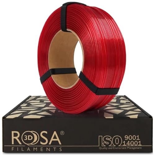 ROSA 3D PET-G Standard High Speed Filament 1.75 mm für 3D Drucker | Druckmaterialien Leicht Glänzend PETG 3D Drucker Filament | Filament 3D Printing Materials | Transparent Dunkelrot Refill 1 kg von ROSA 3D FILAMENTS