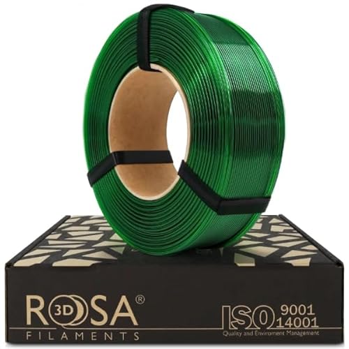 ROSA 3D PET-G Standard High Speed Filament 1.75 mm für 3D Drucker | Druckmaterialien Leicht Glänzend PETG 3D Drucker Filament | Filament 3D Printing Materials | Transparent Grün Refill 1 kg von ROSA 3D FILAMENTS