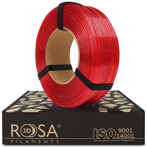 ROSA 3D PET-G Standard High Speed Filament 1.75 mm für 3D Drucker | Druckmaterialien Leicht Glänzend PETG 3D Drucker Filament | Filament 3D Printing Materials | Transparent Rot Refill 1 kg von ROSA 3D FILAMENTS
