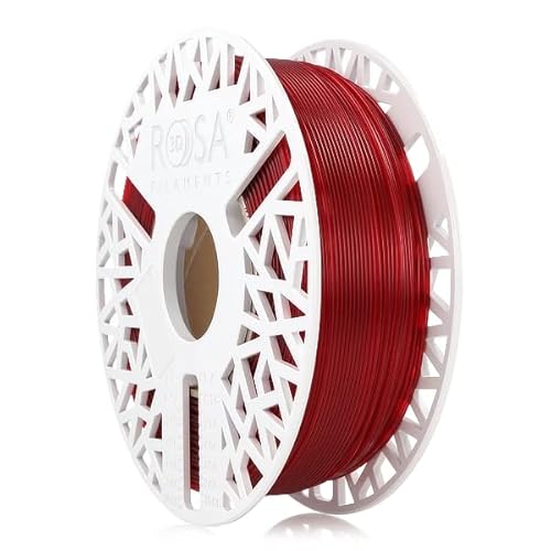 ROSA 3D PET-G Standard High Speed Filament 1.75 mm für 3D Drucker | Druckmaterialien Leicht Glänzend PETG 3D Drucker Filament | Filament 3D Printing Materials | Transparent Rot Spule 1 kg von ROSA 3D FILAMENTS