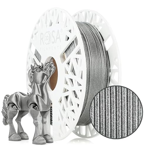 ROSA 3D PLA Galaxy Filament 1.75 mm für 3D Drucker | Druckmaterialien mit silbernem Glitzer Bioabbaubar PLA 3D Drucker Filament | Filament 3D Printing Materials | Brillant Silber Spule 0,5 kg von ROSA 3D FILAMENTS