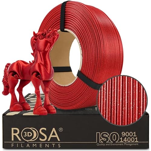 ROSA 3D PLA Galaxy Filament 1.75 mm für 3D Drucker | Druckmaterialien mit silbernem Glitzer Bioabbaubar PLA 3D Drucker Filament | 3D Printing Materials | Karminrot Refill 1 kg von ROSA 3D FILAMENTS