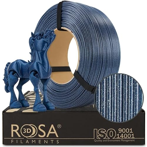 ROSA 3D PLA Galaxy Filament 1.75 mm für 3D Drucker | Druckmaterialien mit silbernem Glitzer Bioabbaubar PLA 3D Drucker Filament | 3D Printing Materials | Marineblau Refill 1 kg von ROSA 3D FILAMENTS