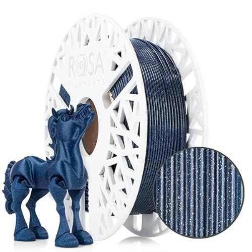ROSA 3D PLA Galaxy Filament 1.75 mm für 3D Drucker | Druckmaterialien mit silbernem Glitzer Bioabbaubar PLA 3D Drucker Filament | 3D Printing Materials | Marineblau Spule 0,5 kg von ROSA 3D FILAMENTS