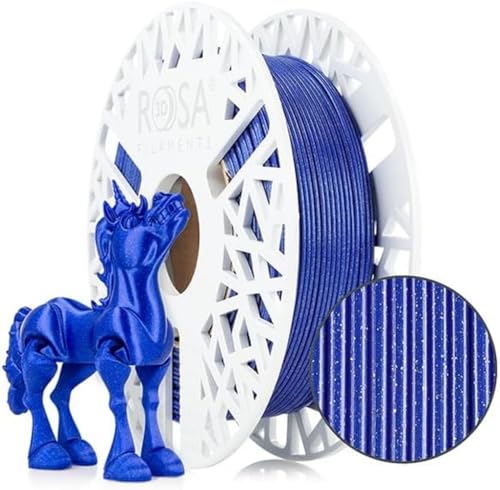 ROSA 3D PLA Galaxy Filament 1.75 mm für 3D Drucker | Druckmaterialien mit silbernem Glitzer Bioabbaubar PLA 3D Drucker Filament | 3D Printing Materials | Saphir Spule 0,5 kg von ROSA 3D FILAMENTS