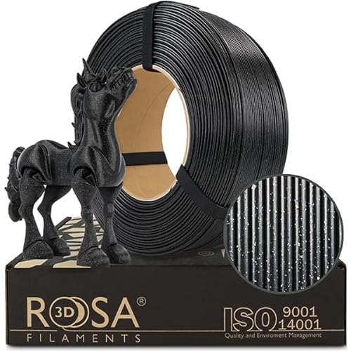 ROSA 3D PLA Galaxy Filament 1.75 mm für 3D Drucker | Druckmaterialien mit silbernem Glitzer Bioabbaubar PLA 3D Drucker Filament | 3D Printing Materials | Schwarz Refill 1 kg von ROSA 3D FILAMENTS