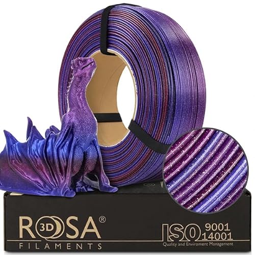 ROSA 3D PLA Galaxy Rainbow Filament 1.75 mm für 3D Drucker | Druckmaterialien mit silbernem Glitzer Bioabbaubar PLA 3D Drucker Filament | Filament 3D Printing Materials | Andromeda Refill 1 kg von ROSA 3D FILAMENTS