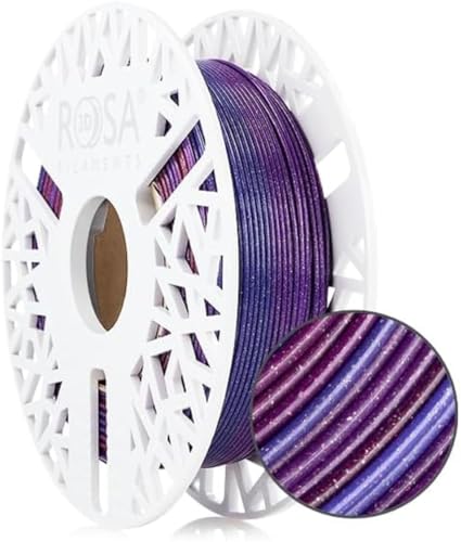 ROSA 3D PLA Galaxy Rainbow Filament 1.75 mm für 3D Drucker | Druckmaterialien mit silbernem Glitzer Bioabbaubar PLA 3D Drucker Filament | 3D Printing Materials | Andromeda Spule 0,5 kg von ROSA 3D FILAMENTS